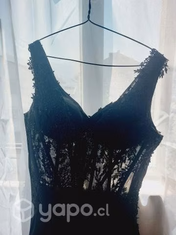 Vestido fino cintura corse semi transparente