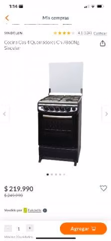 Cocina a gas 4 quemadores