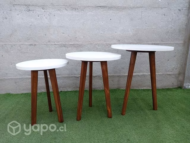 Set de mesas redondas madera melamina - Imagen 2