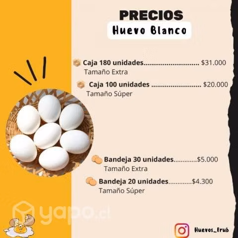 Venta de huevos en caja y en bandejas