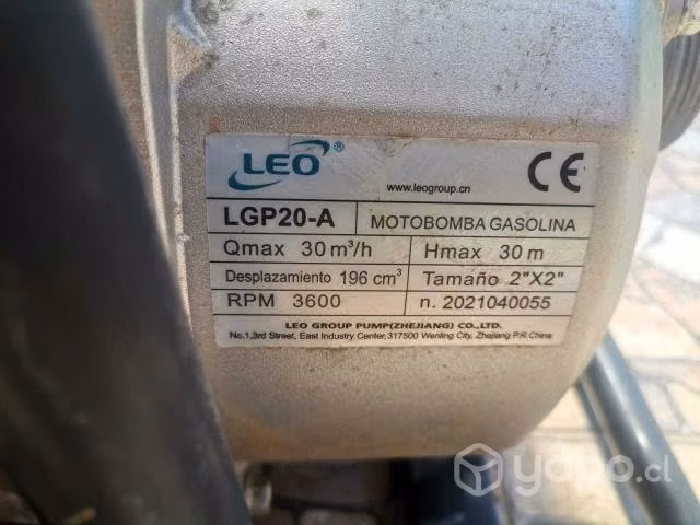 Motobomba lgp20a 2" 6,5hp leo