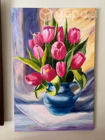 Cuadro Tulipanes Oleo 60x90