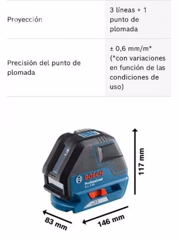 Nivel láser de líneas gll 3-50 professional