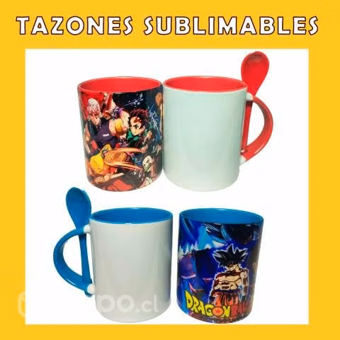 Oferta tazones sublimables de colores con Cuchara