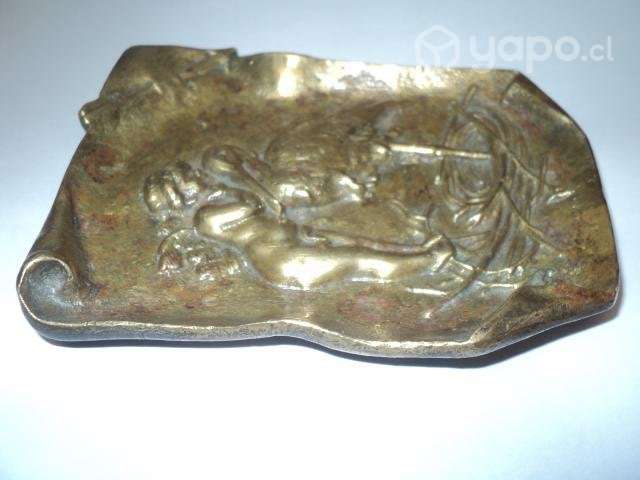 Antiguo Cuadrito De Bronce P/sobremesa - Imagen 2
