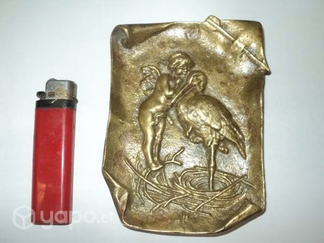 Antiguo Cuadrito De Bronce P/sobremesa