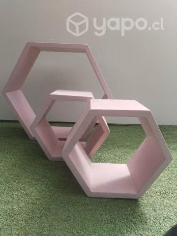 Repisa Hexagonal Flotante De Madera