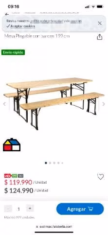 Excelente mesa con bancas picnic terraza - Imagen 3