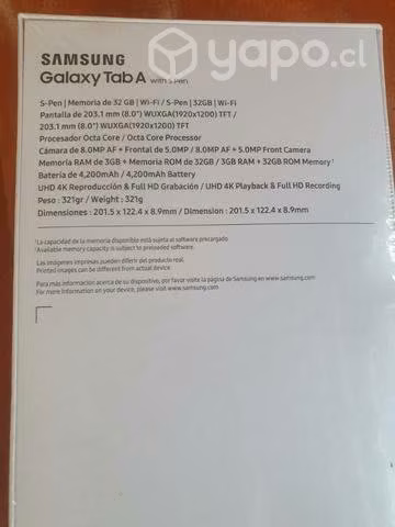Samsung Galaxy Tab A 32 gb con S pen (sellado) - Imagen 2