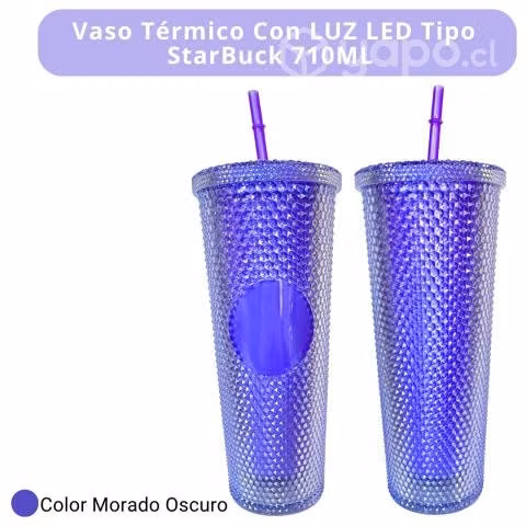 Vaso Morado Oscuro Térmico LED tipoStarBuck 710ML