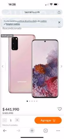 Samsung S20 Fe como nuevo con caja original+carcas