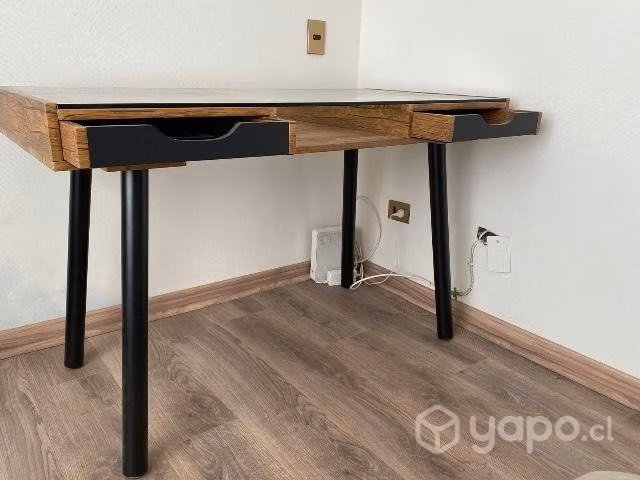 Escritorio Homy, Madera y vidrio templado