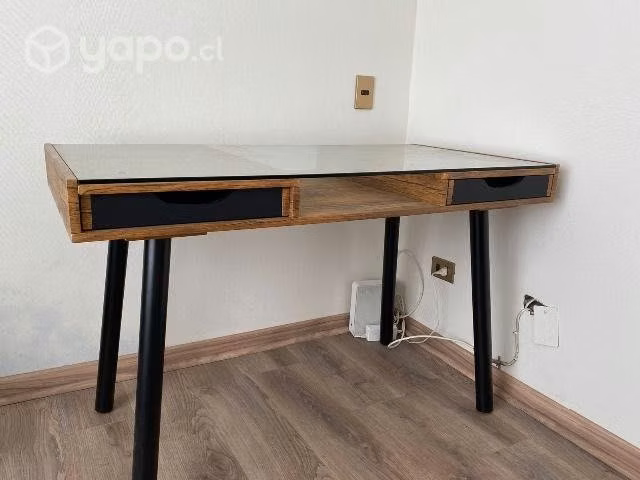 Escritorio Homy, Madera y vidrio templado