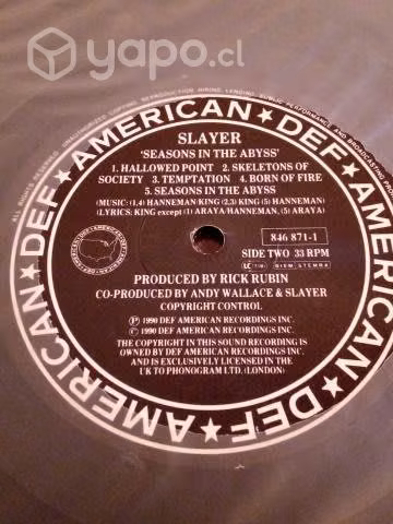 Vinilo Slayer Seasons in the Abyss
