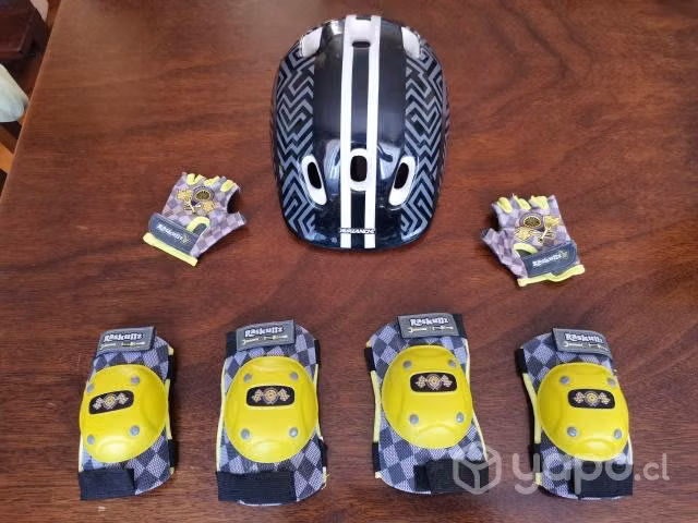 Casco+rodilleras+coderas y guantes