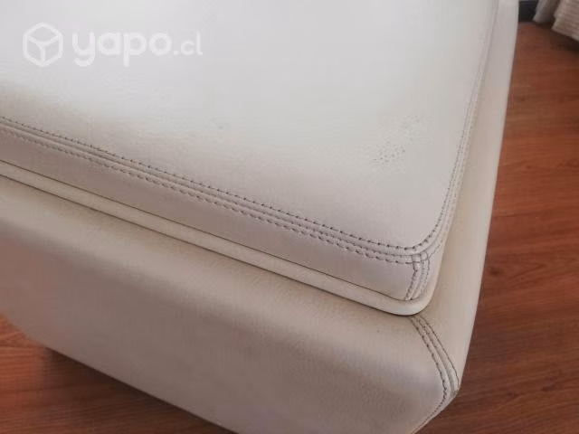 Pouf baúl de cuero blanco cuadrado - Imagen 2