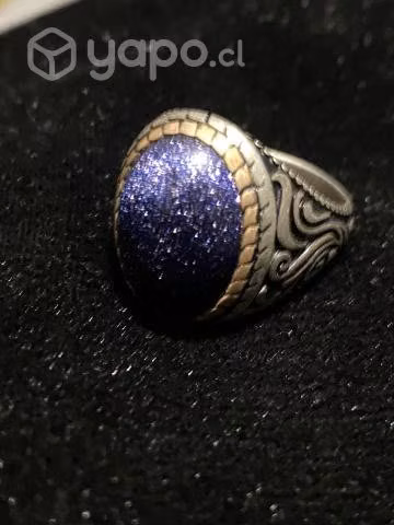 Anillo Coral Negro en plata 925 - Imagen 2