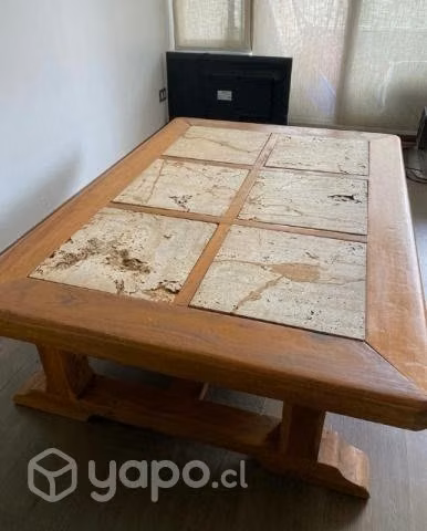 Mesa de centro de madera sólida Roble con mármol. - Imagen 2
