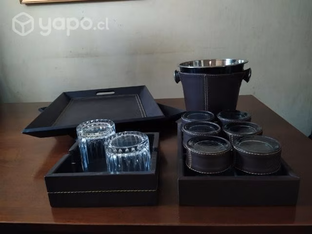 Set ecocuero de bandeja+ hielera+ ser de vasos + - Imagen 2