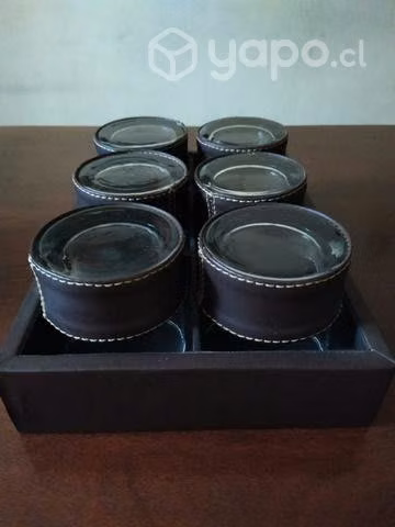 Set ecocuero de bandeja+ hielera+ ser de vasos + - Imagen 6