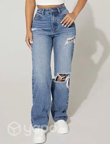 Jeans/ pantalones pierna recta con abertura