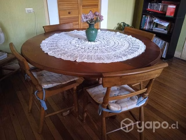 Comedor redondo madera 5 sillas Diámetro 138