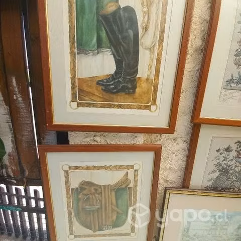 Cuadros sobre montura y botas de montar 72X62