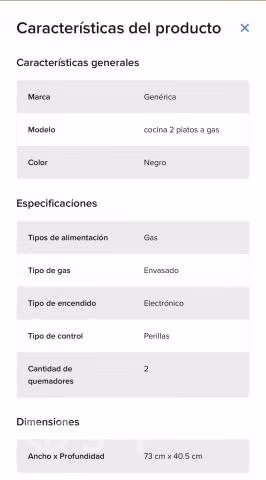 Cocina Encimera 2 platos BOKO