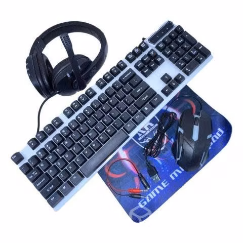 Kit Gamer Teclado + Mouse + Mouse Pad + Audífono