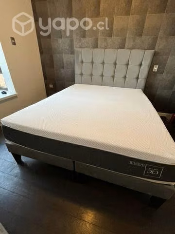 Cama 2 plazas + banqueta + respaldo