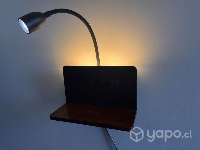 Velador con Cargador Inalambrico y Luces LED