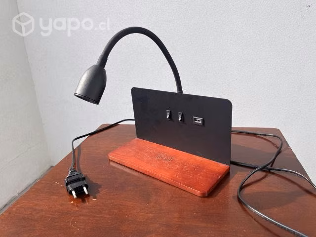 Velador con Cargador Inalambrico y Luces LED