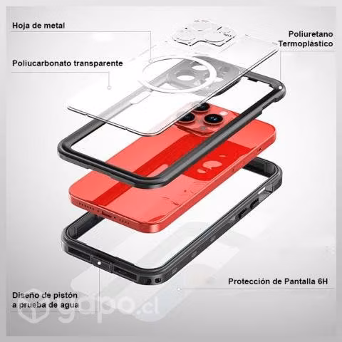 Carcasa Iphone 15 Pro Sumergible Waterproof Black