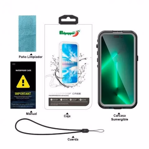 Carcasa Iphone 15 Pro Sumergible Waterproof Black