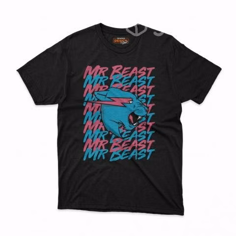 Polera Negra de Mr. Beast Personalizadas para Niño