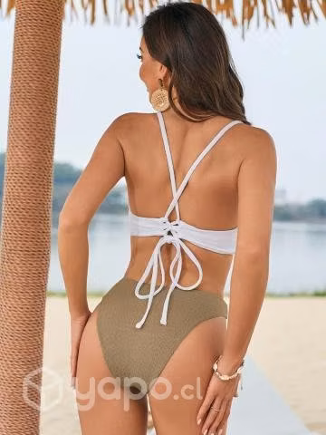 Bikini color Caqui/blanco