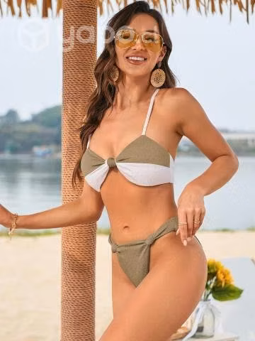 Bikini color Caqui/blanco
