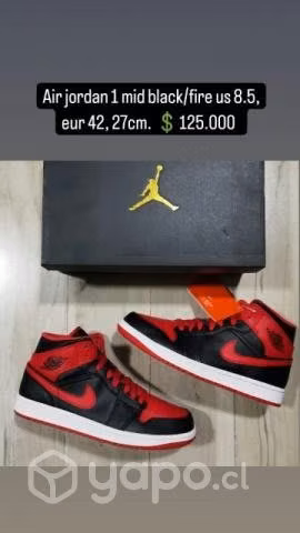 Air jordan 1 mid black/fire us 8.5, eur 42, 27cm.