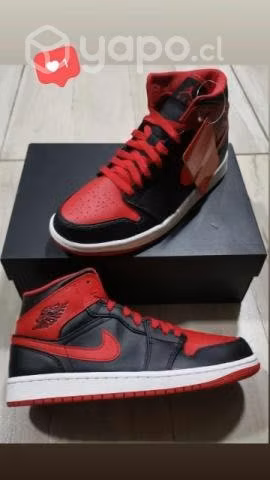 Air jordan 1 mid black/fire us 8.5, eur 42, 27cm. - Imagen 2
