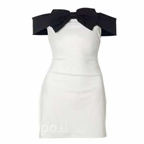 Vestido de fiesta con lazo blanco estilo Coquette