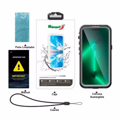 Carcasa Iphone 15 Pro Max Sumergible Waterproof Bl