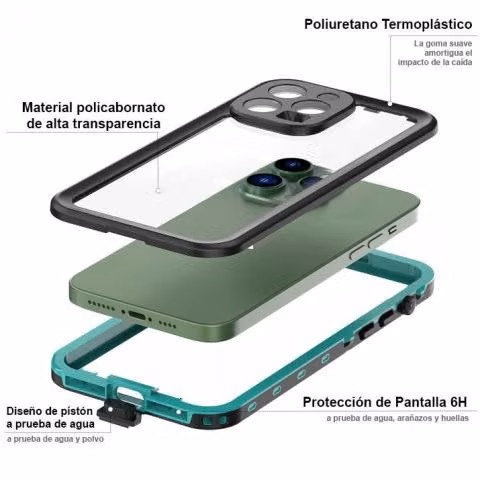 Carcasa Iphone 15 Pro Max Sumergible Waterproof Bl