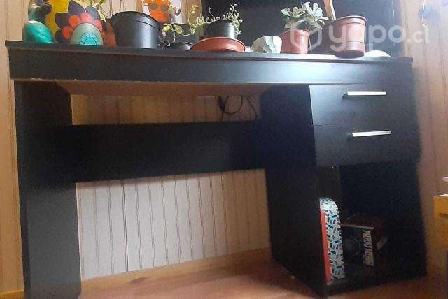 Escritorio Negro Con Cajones - Imagen 2