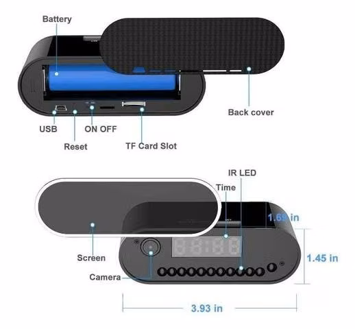 Cámara Espia HD Reloj De Sobre Mesa Wifi