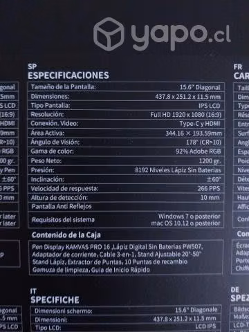 Tableta gráfica Kamvas pro 16 FHD