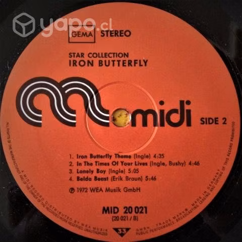 Disco De Vinilo - Iron Butterfly - Star Collection