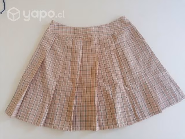 Falda fruncido con estampado de cuadros con cremal