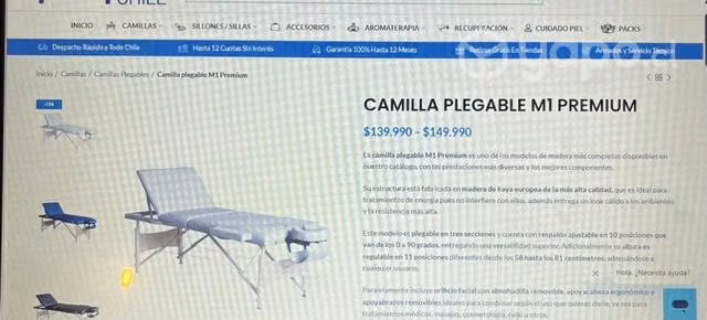 Camilla plegable premium