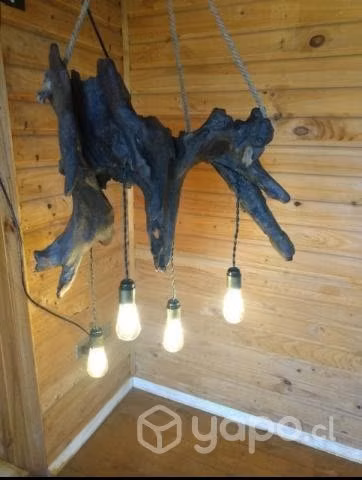 Lampara rustica de madera nativa