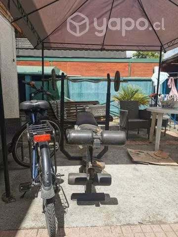 Banca de pesas con 20 kg y barra Z
